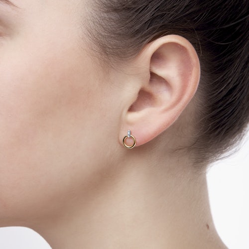 Kolczyki kółka Savicki: złote, diamenty